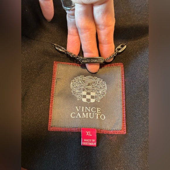 Vince Camuto long warm coat with silver metal studded sleeves in XL - Black - Picture 6 of 16